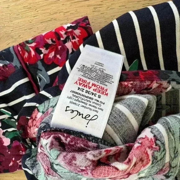 Joules Striped Floral Pajama Set Blue Small - Picture 4 of 5